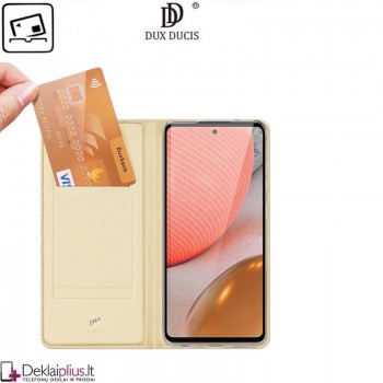 Dux Ducis dirbtinės odos atverčiamas dėklas - auksinės spalvos (telefonams Samsung A72/A72 5G)